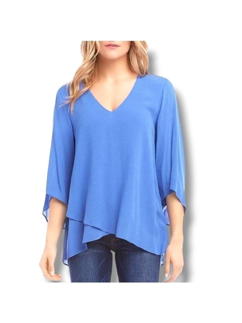 Karen Kane Bracelet Sleeve Top In Light Blue